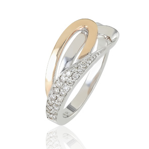 Кольцо из белого и розового золота с россыпью бриллиантов